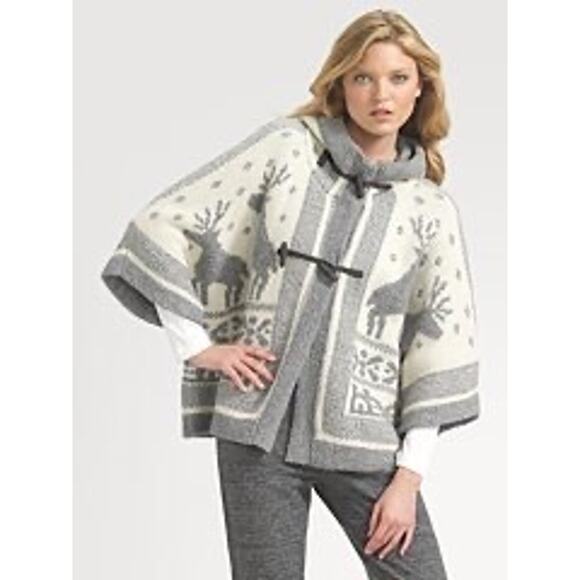 See by Chloe Hooded Intarsia Reindeer Blanket Sweater $795 One Size - Picture 1 of 15